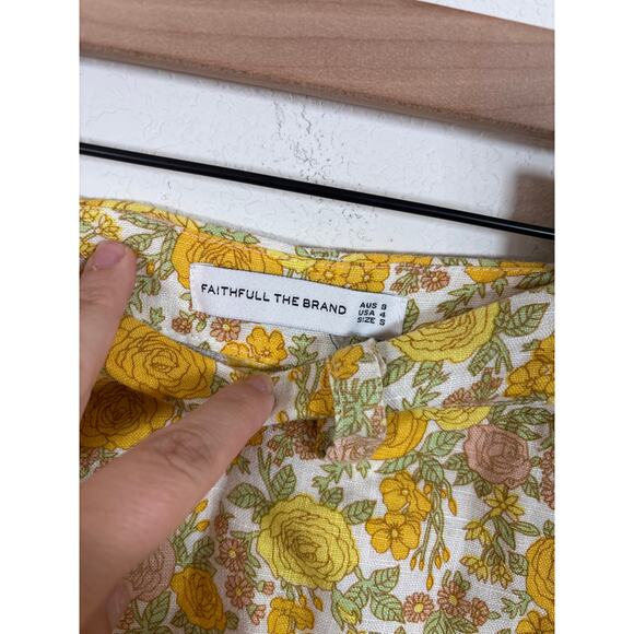 Faithful The Brand Celia Skort in Floral Yellow Print Skirt 4 - Picture 3 of 4